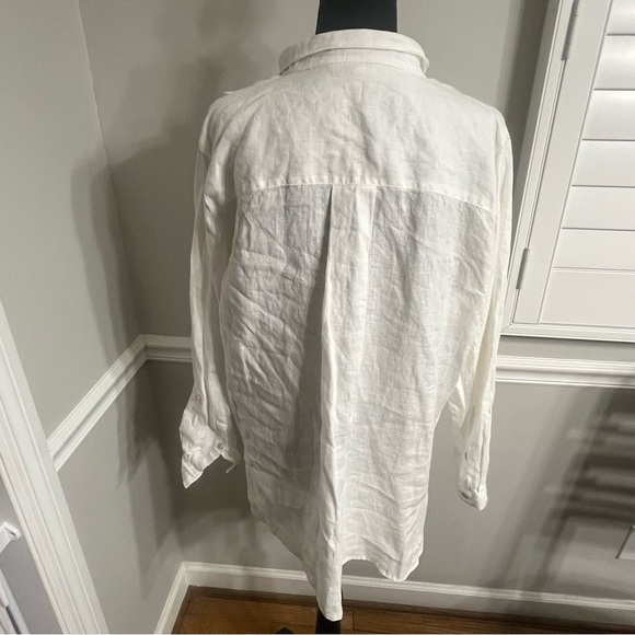 John Mark linen NWT top womens OX tuxedo boho resort Lagenlook engraved buttons - Picture 13 of 15